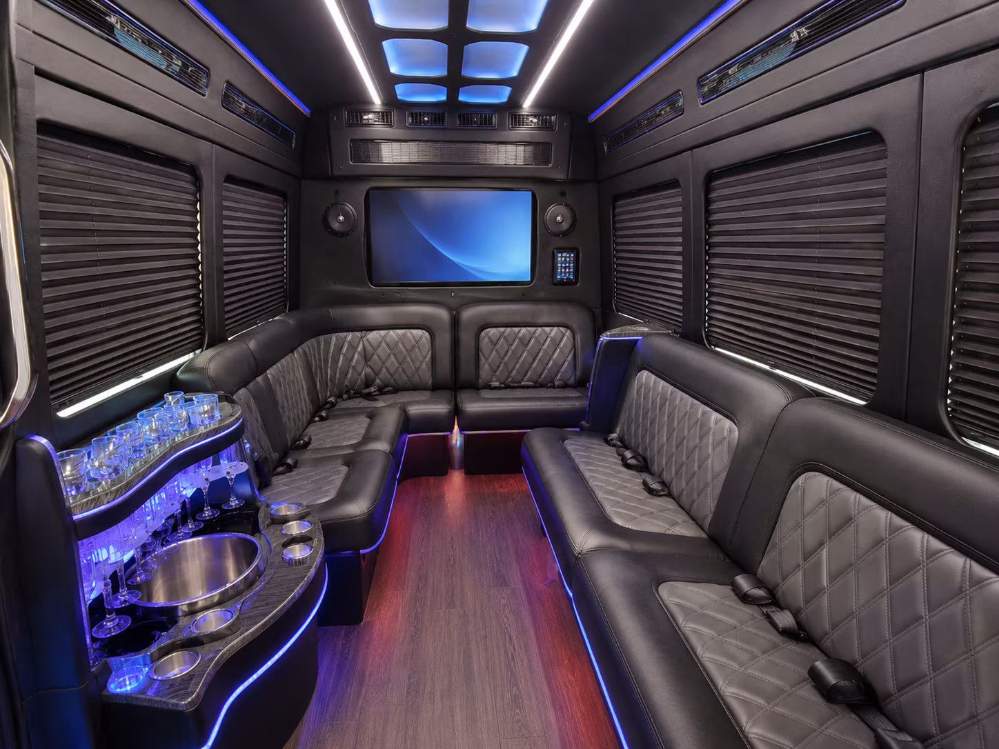 frederick 30 passenger party bus inside